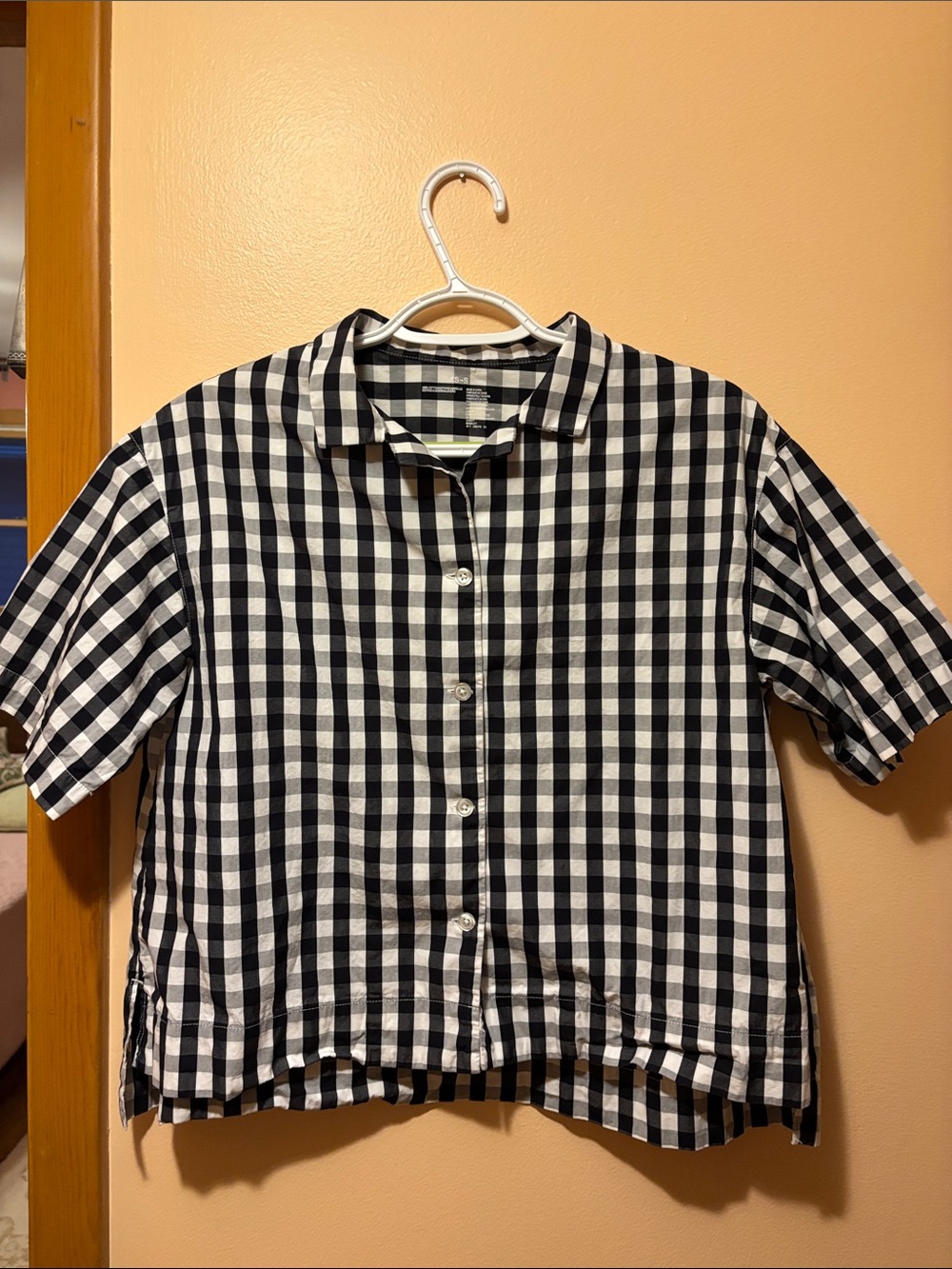 KBlack & White Gingham Button-Front Shirt